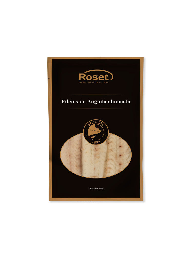 Filetes Anguila ahumada 100g Angulas Roset